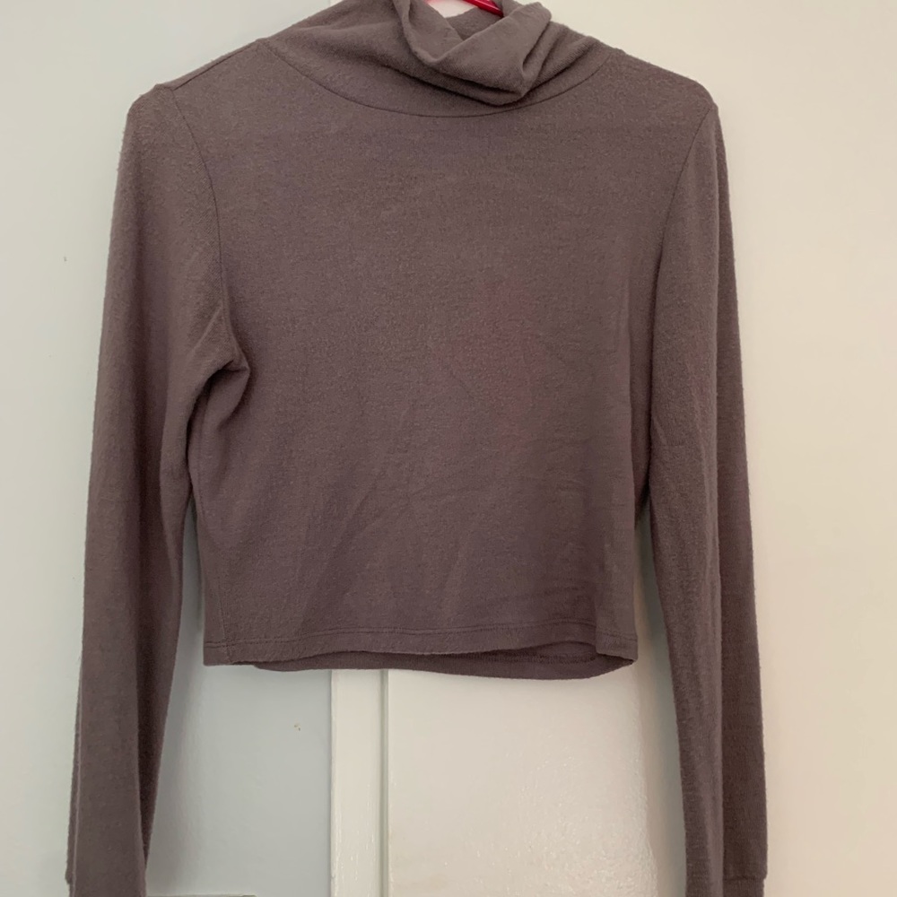 LNA long sleeve soft grey crop top